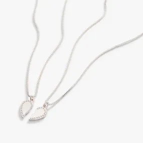 Pavé Heart Best Friend Necklaces, Set of 2