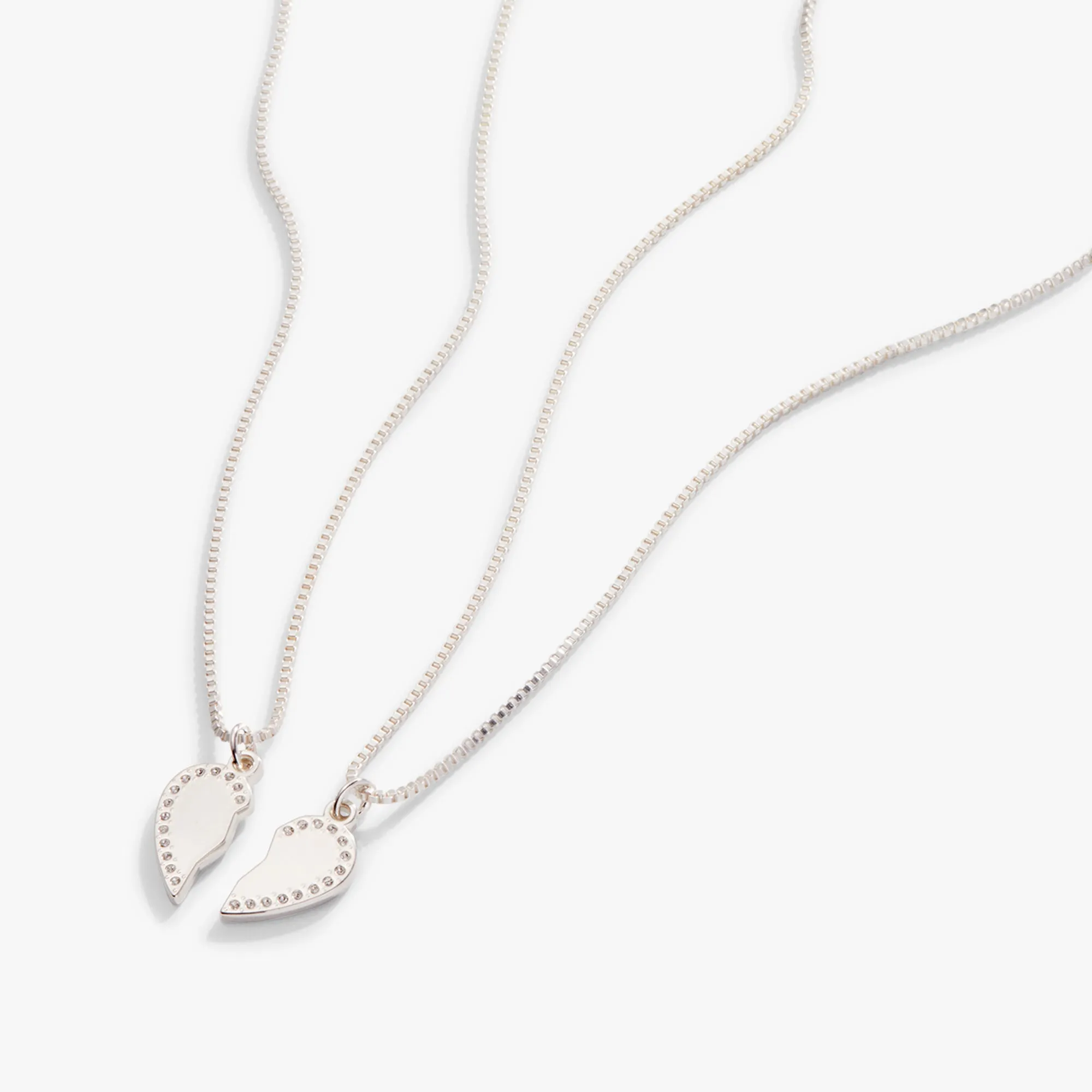 Pavé Heart Best Friend Necklaces, Set of 2