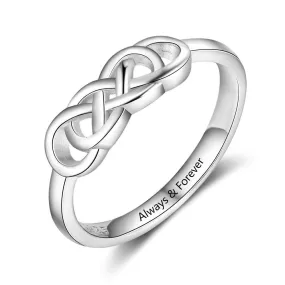 Personalized Engraved Name Braided Knot Ring For Women