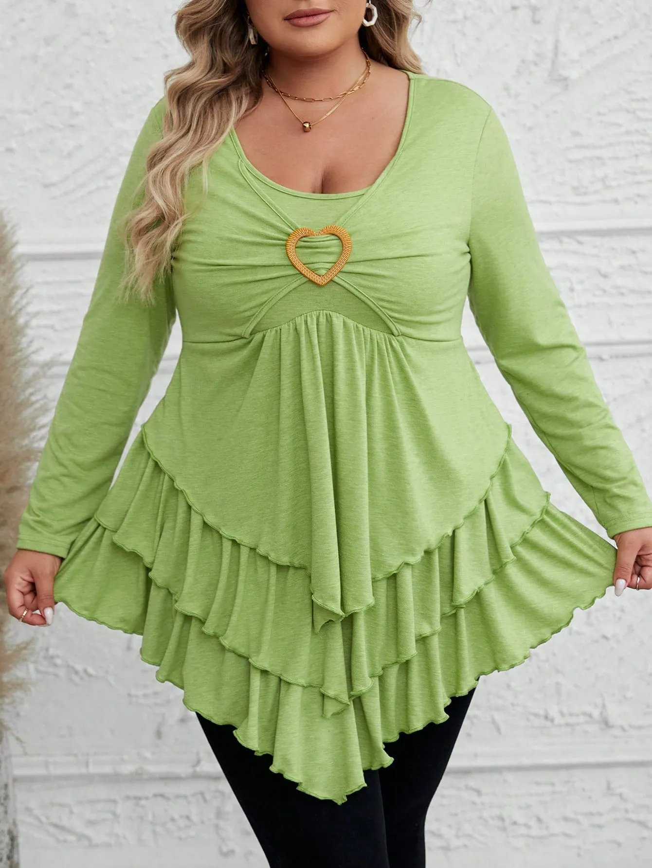 Plus Size Ruffle Trim T-shirt