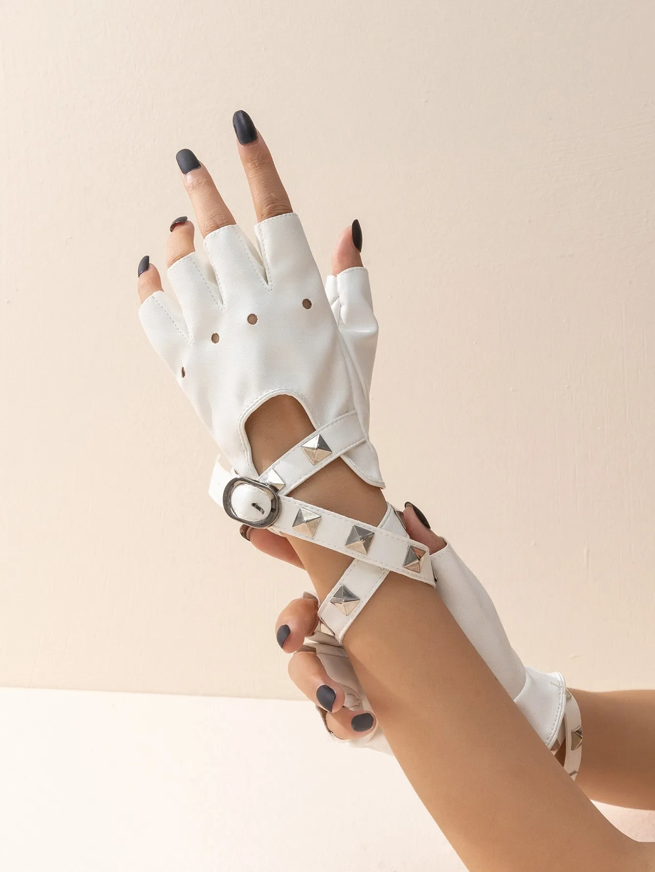 Punk Rivet Faux Leather Gloves