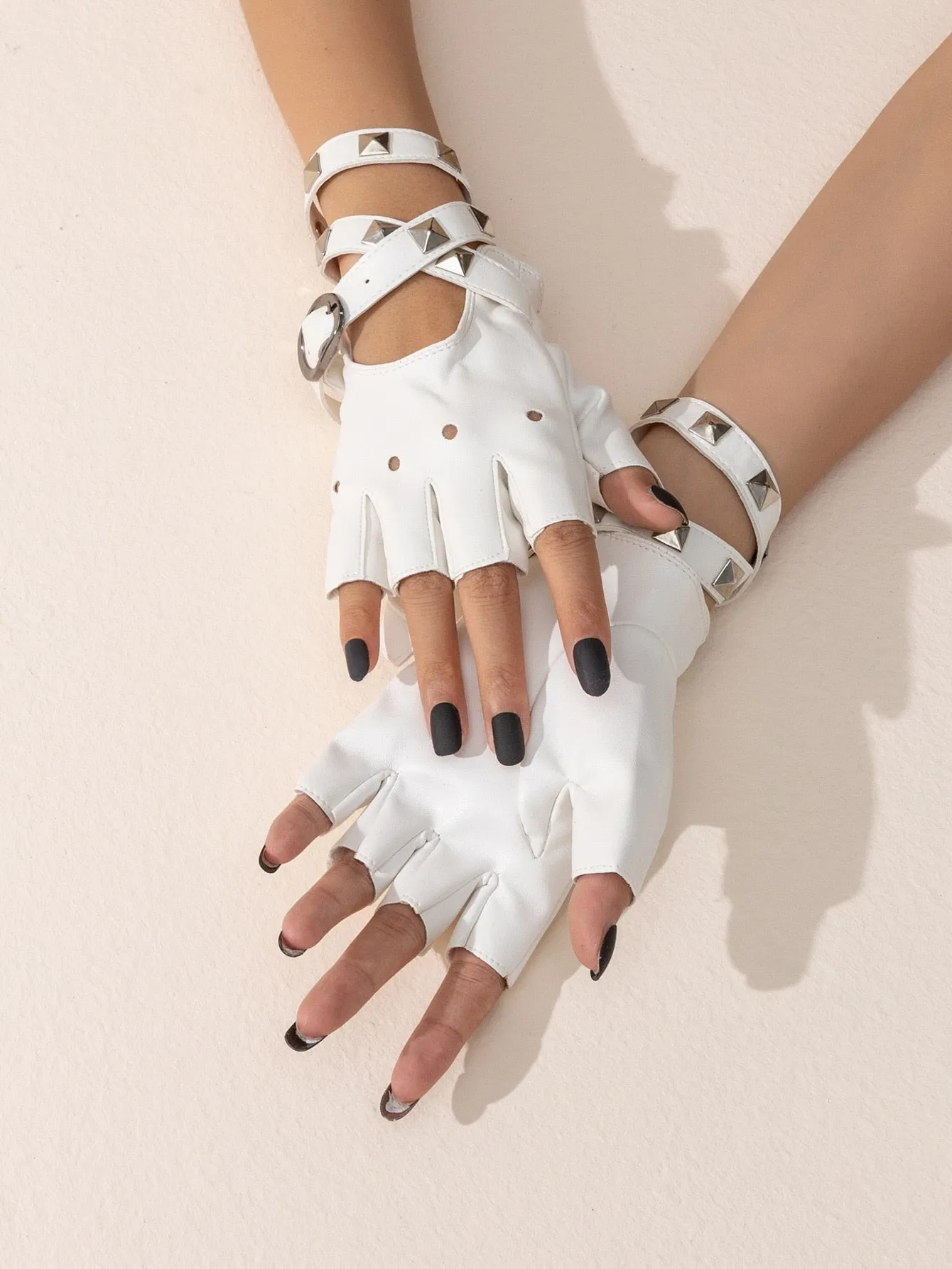 Punk Rivet Faux Leather Gloves