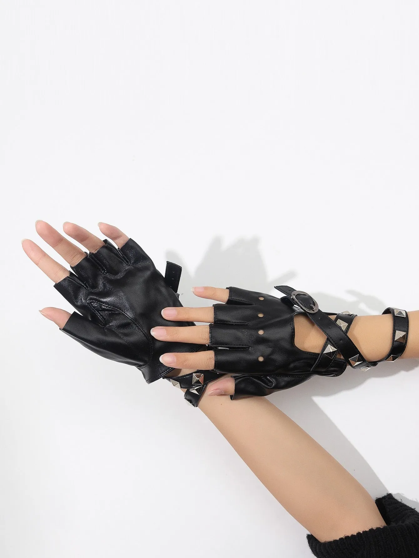 Punk Rivet Faux Leather Gloves