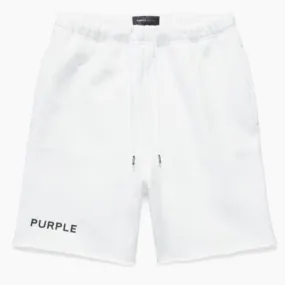 Purple Brand Wordmark Brilliant White Heavyweight Fleece Short (White)