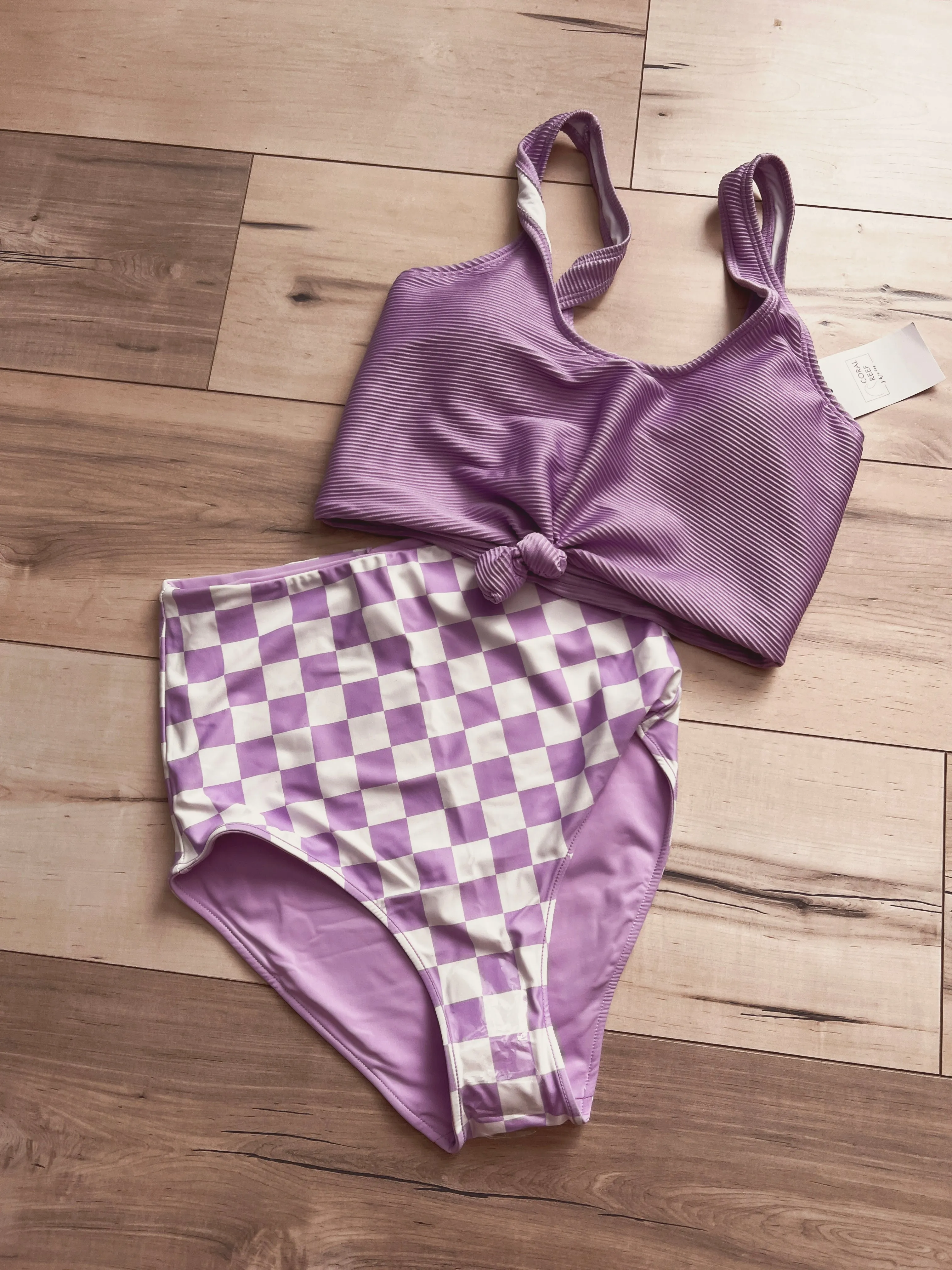 Purple Checkered Swim Bottoms