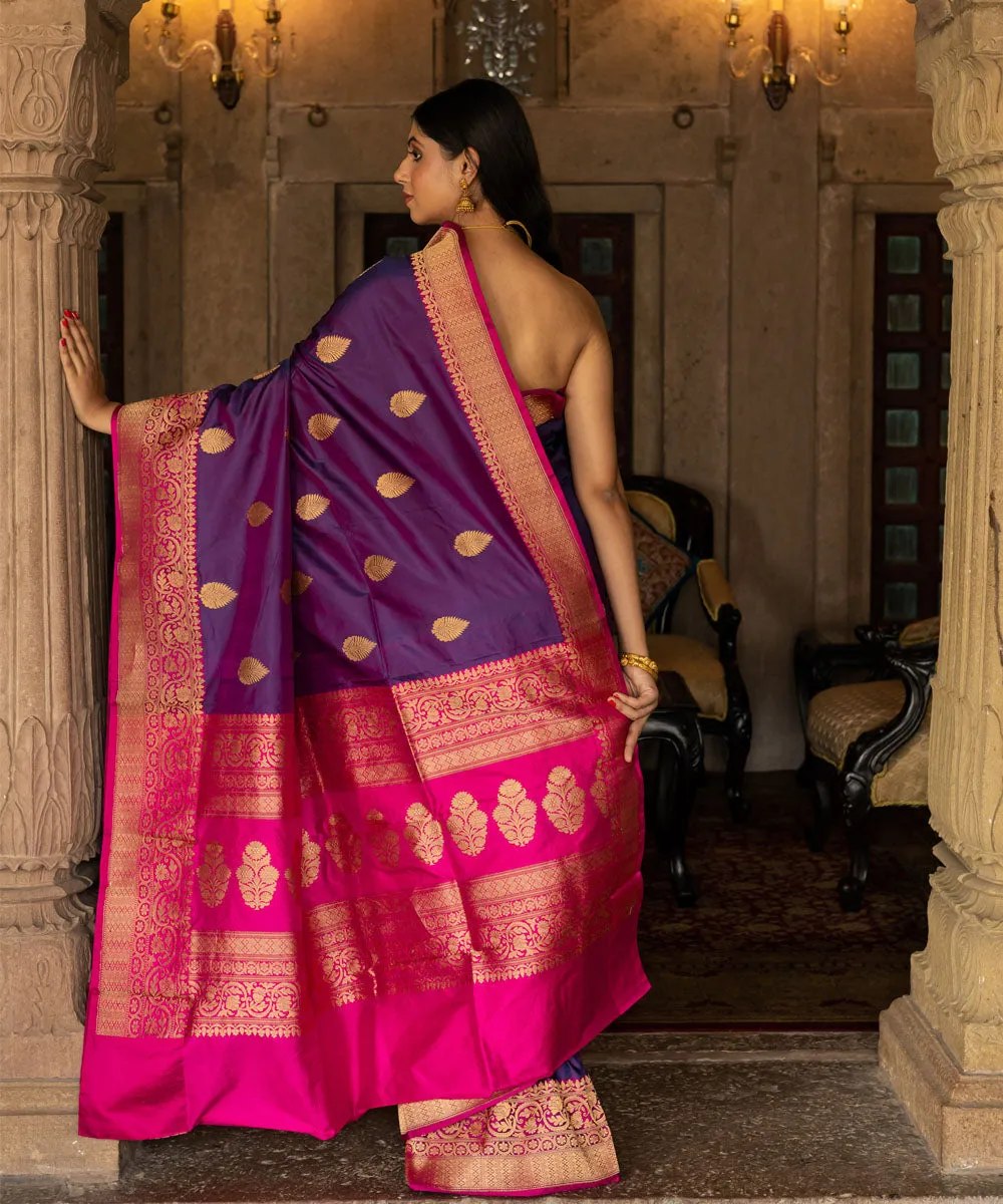 Purple handwoven silk banarasi saree