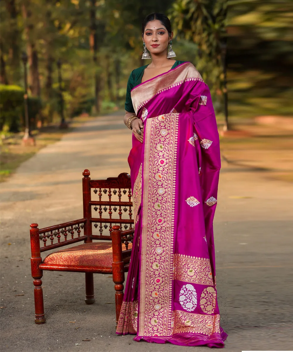 Purple silk handloom banarasi saree