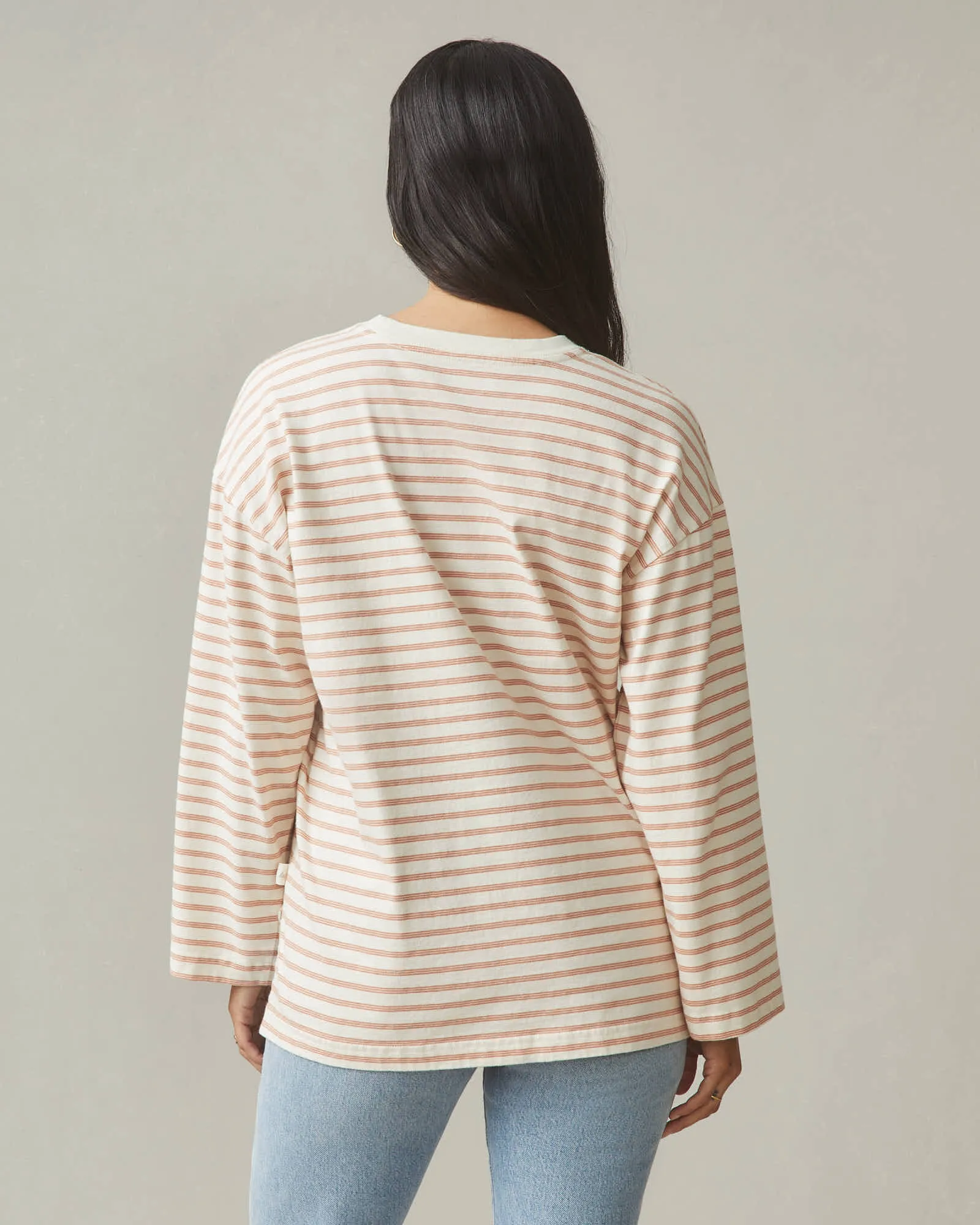 Relaxed Cotton Long Sleeve Striped - Cork Stripe