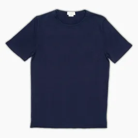 Richard short-sleeved knitted t-shirt in compact Egyptian cotton (dark blue)