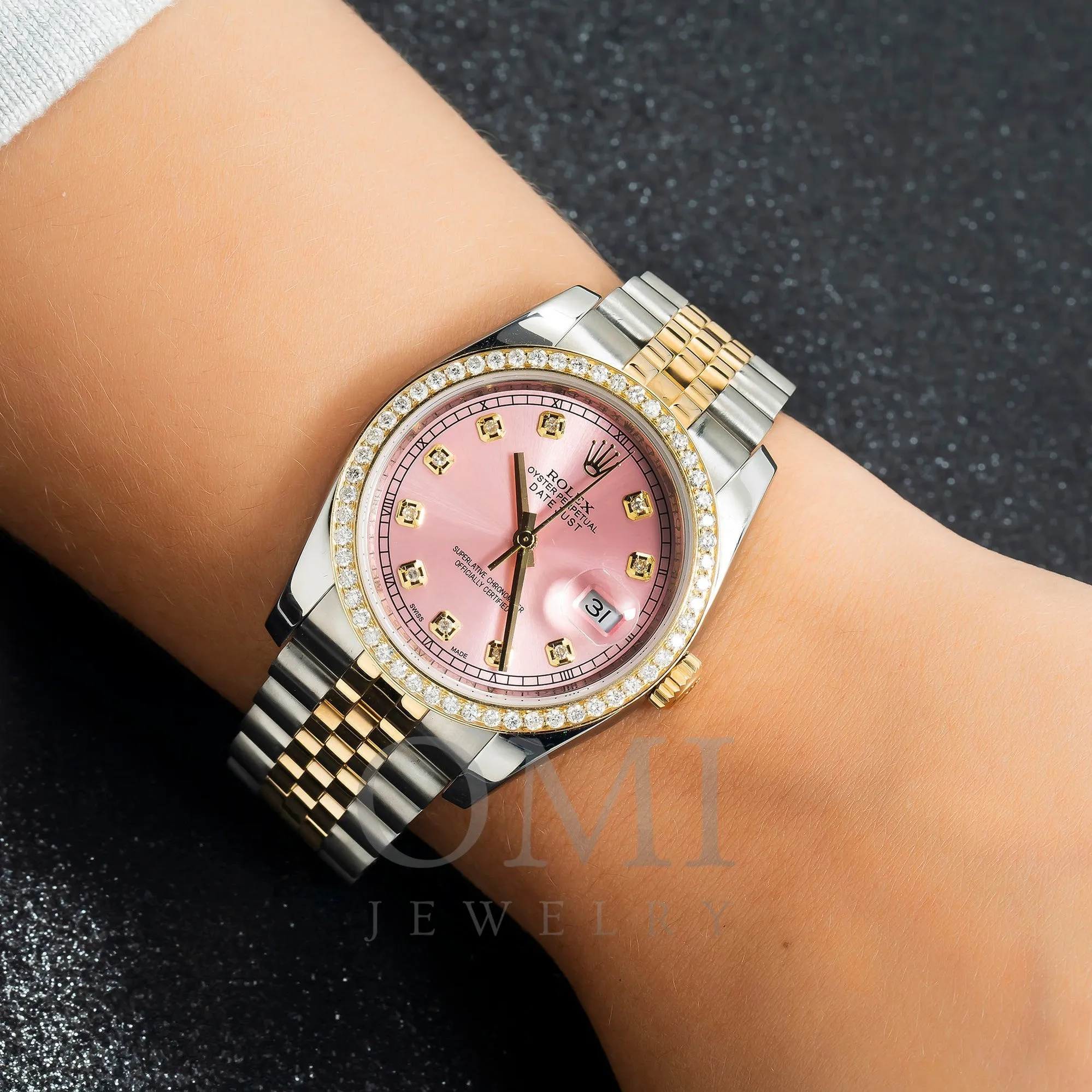 Rolex Datejust 116233 36MM Pink Diamond Dial And Bezel With Two Tone Jubilee Bracelet