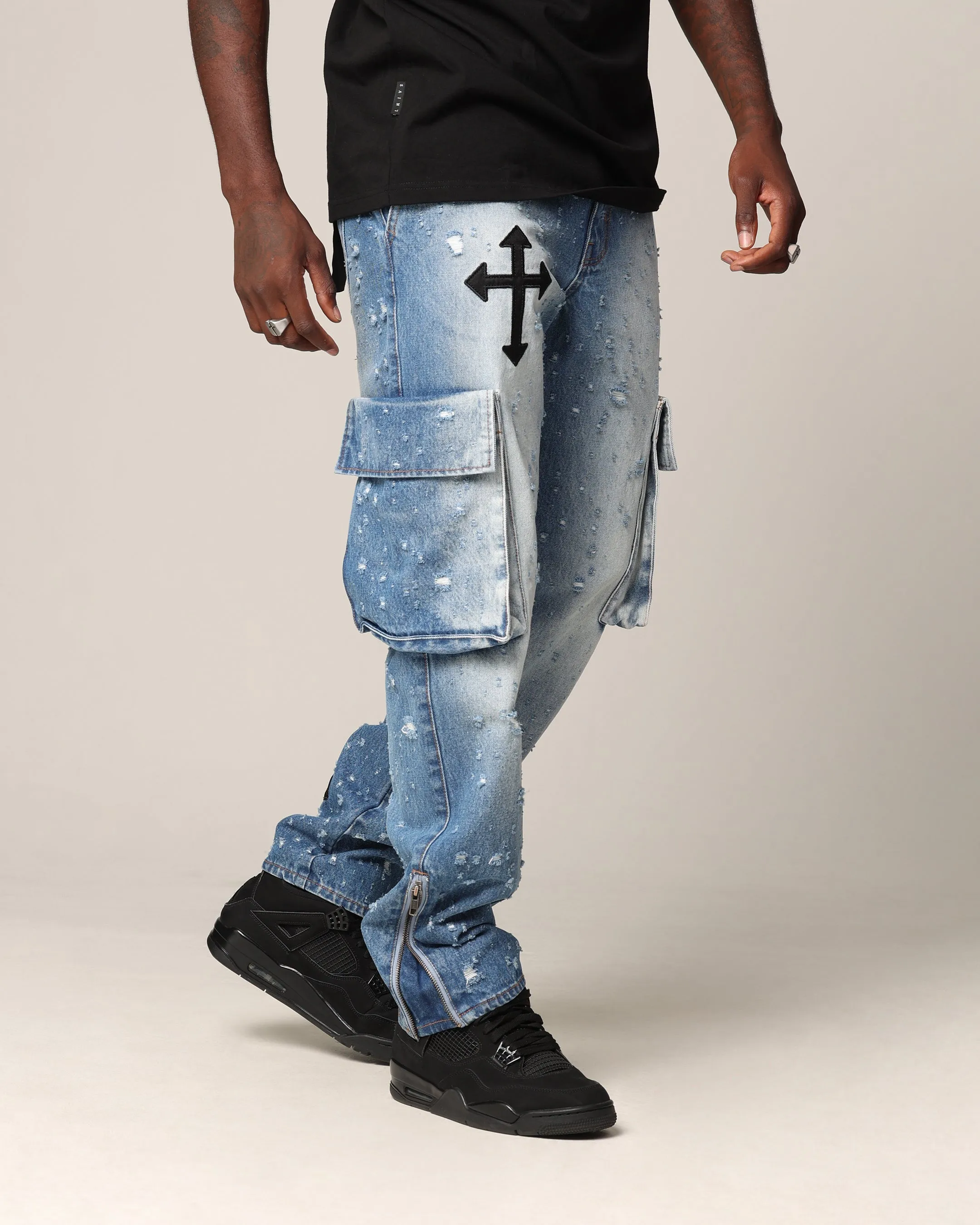 Saint Morta Sorcery Cargo Jeans Washed Blue