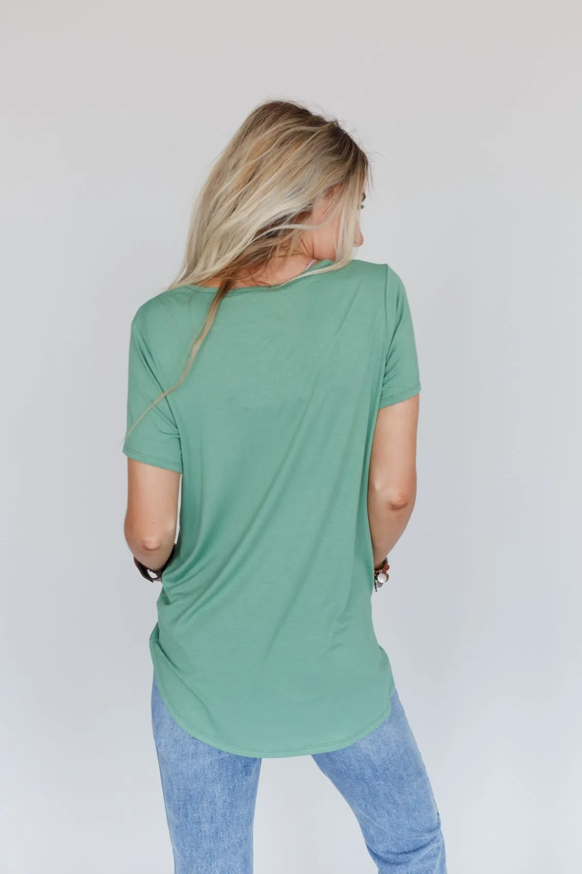 Scoop Neck Bralette Tee - Sage