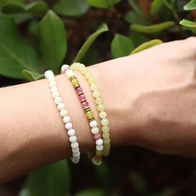 Self Love Jade and Pink Tourmaline Delicate Bracelet Stack *Final Sale*