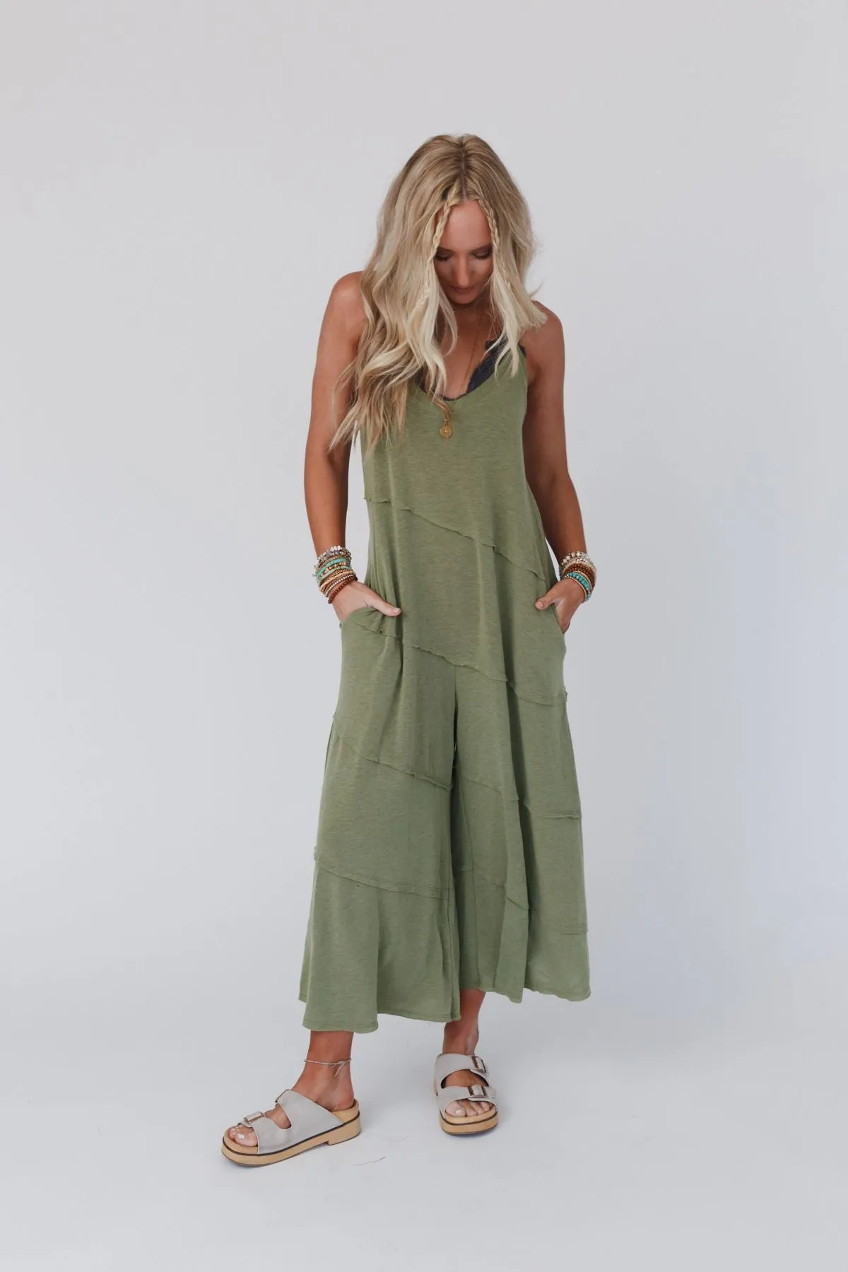 Slant My Way Jumpsuit - Olive