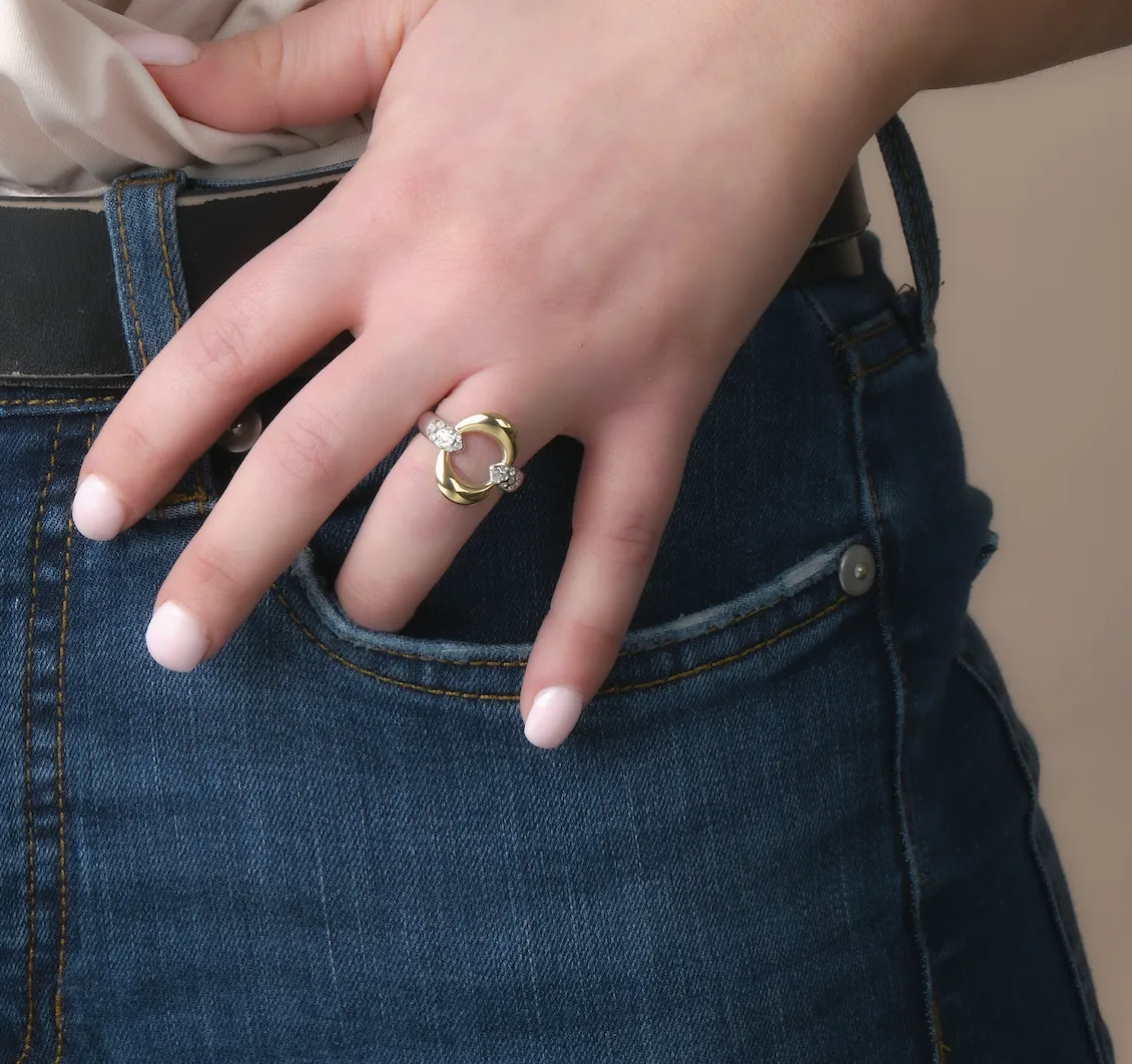 Solid Gold Sterling Silver White Sapphire Knocker Ring