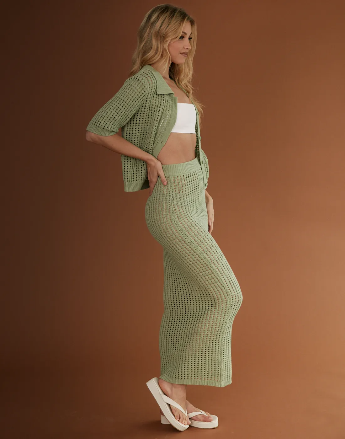 Spring Fresh Maxi Skirt (Muted Lime)