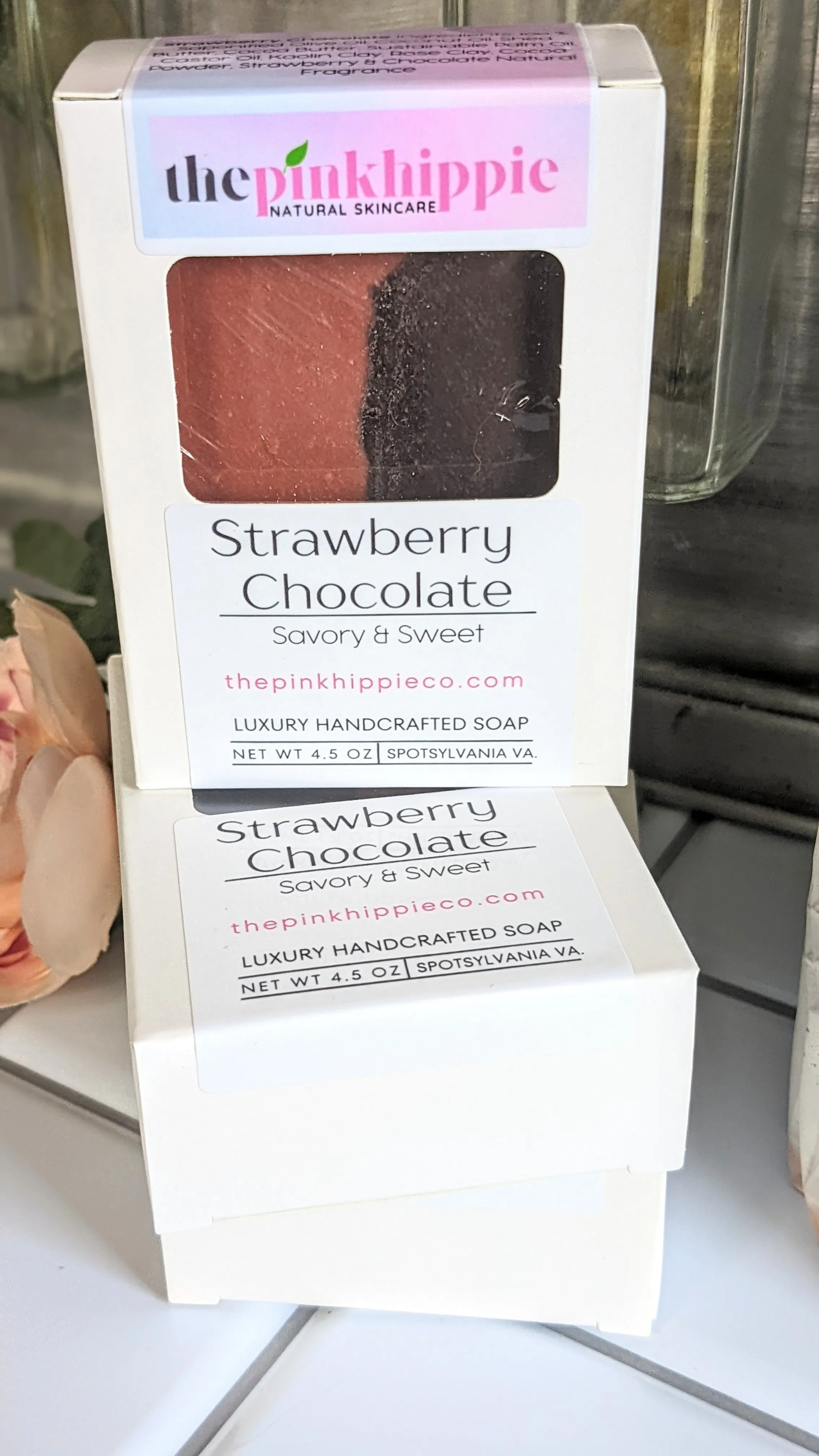 Strawberry Chocolate- Goat Milk Soap- 4.5oz Bar of Soap- Strawberry and Chocolate natural fragrance