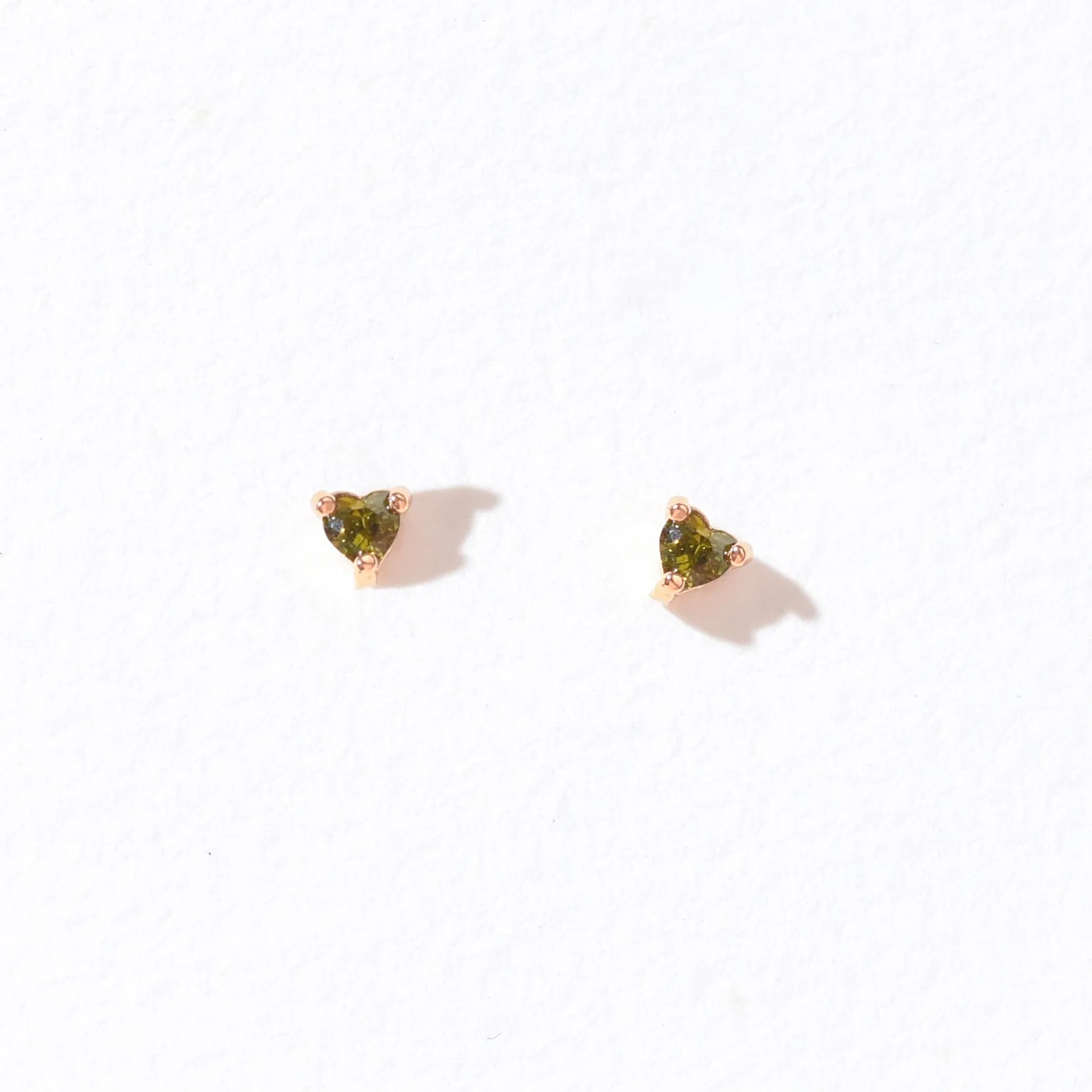 Sweetheart Studs | Olive Warm Gold