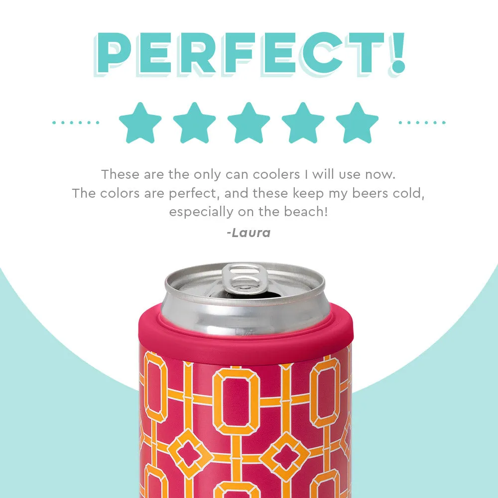 SWIG {PINK BAMBOO} Skinny Insulated Stainless Steel Can Cooler (12 oz.)