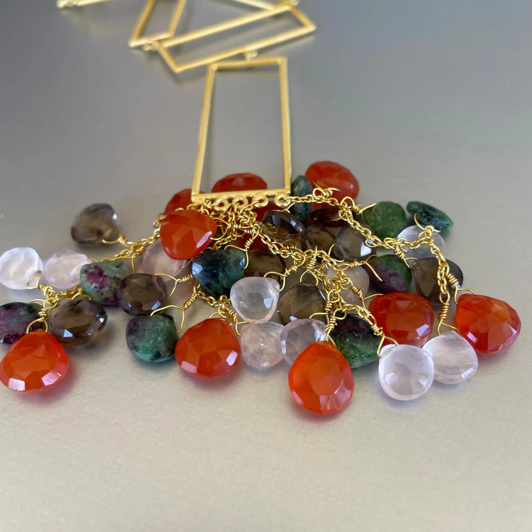 Thalia Necklace With Gemstone Cluster