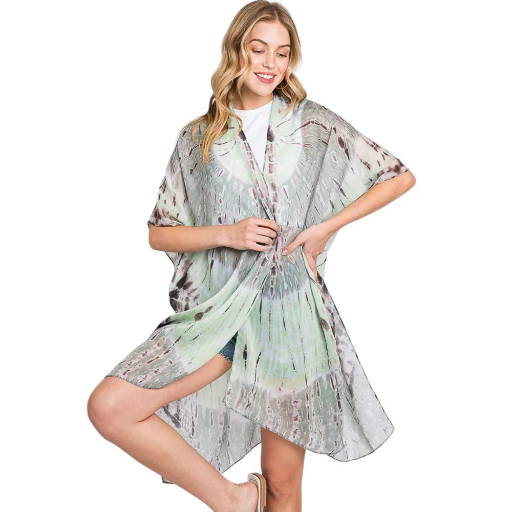 Tie Dye Print Kimono Poncho