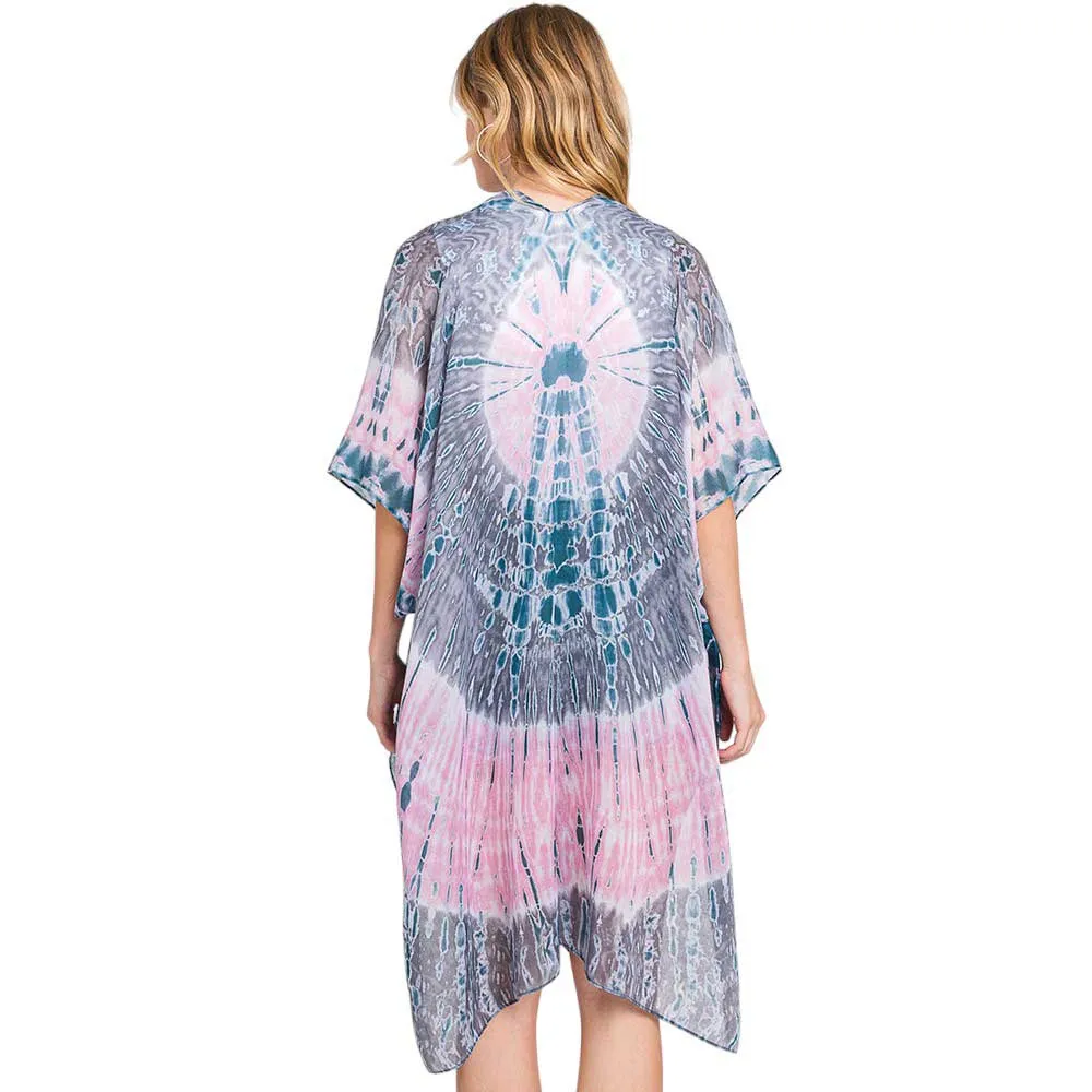 Tie Dye Print Kimono Poncho