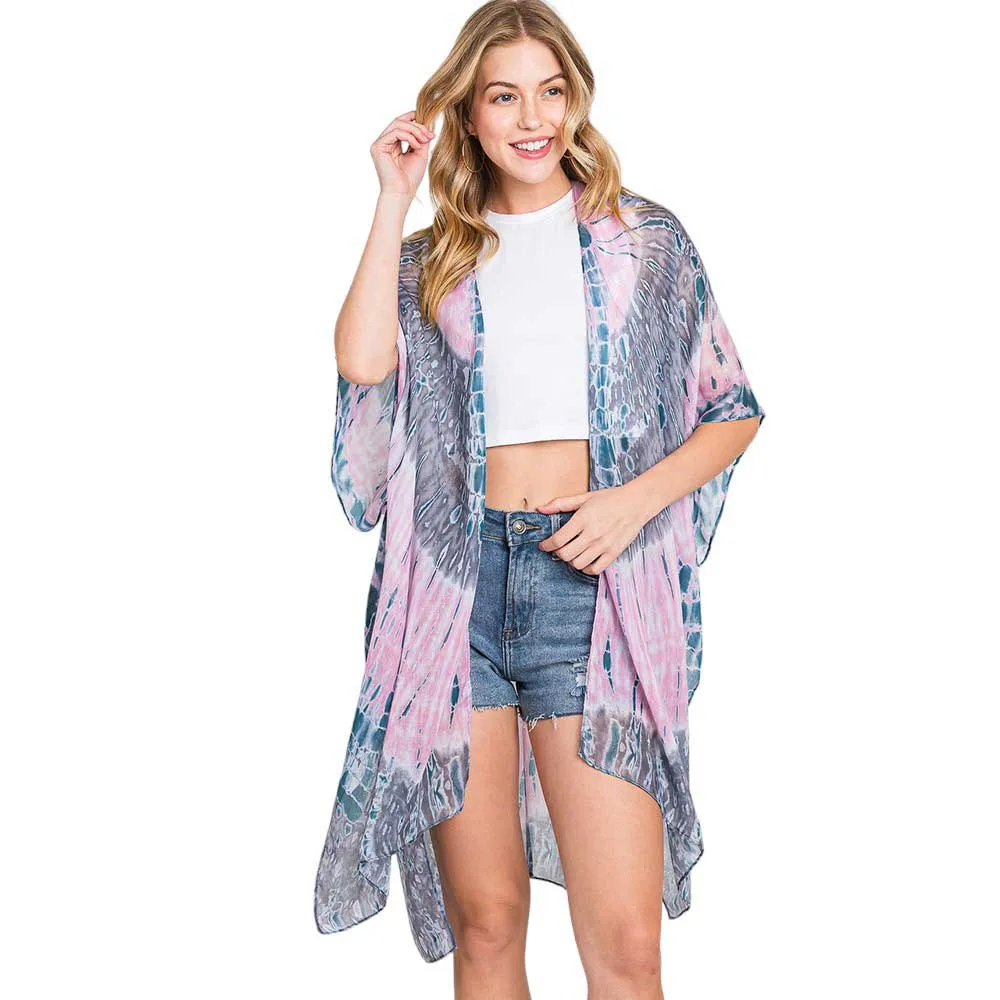 Tie Dye Print Kimono Poncho