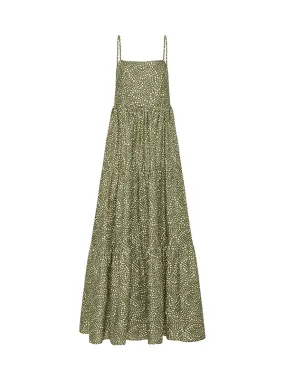 Tiered Low Back Sundress in Jasmine Olive