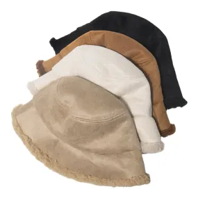 Unisex Lamb Hair Suede Plus Thicken Warm Windproof Soft All-match Bucket Hat