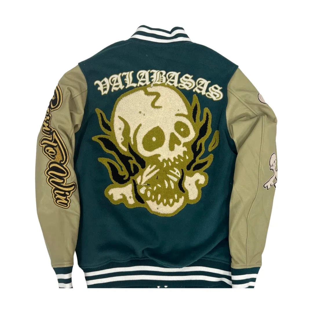 Valabasas “Skulls” Olive Varsity Jacket