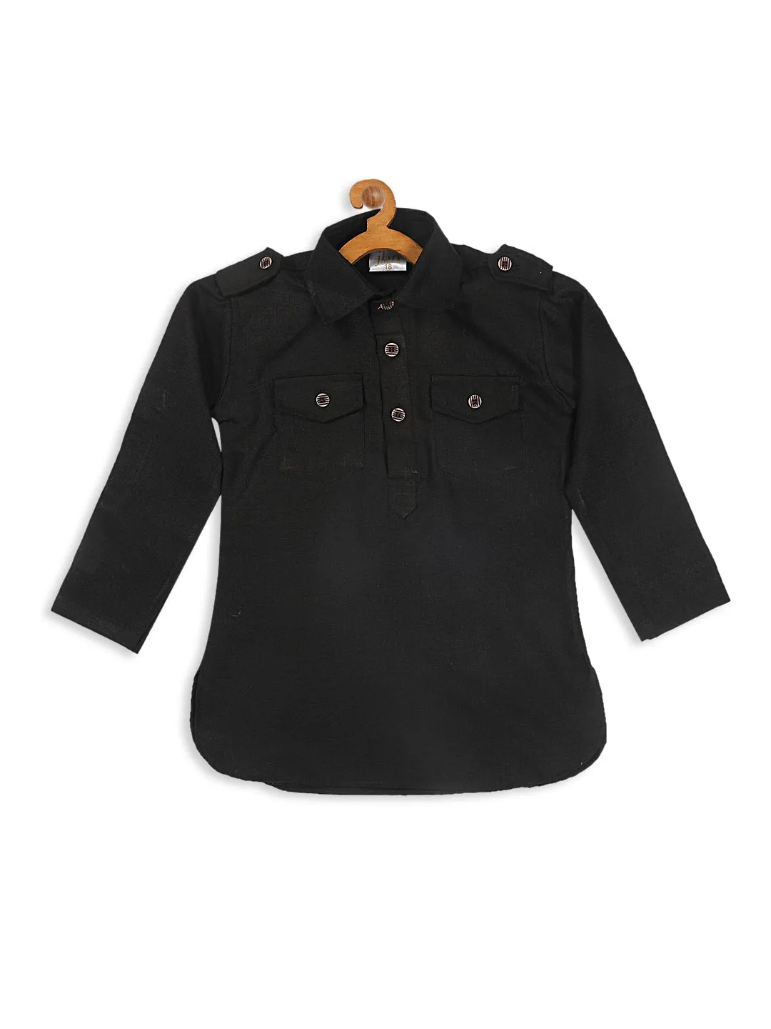 VASTRAMAY Boy's Black Pathani Kurta