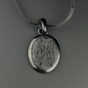 Victorian Mourning Carved Whitby Jet Pendant