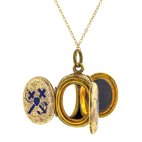 Victorian Three Compartment Hope Faith & Charity Locket