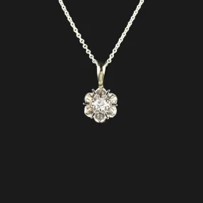 Vintage 14K White Gold Diamond Buttercup Pendant