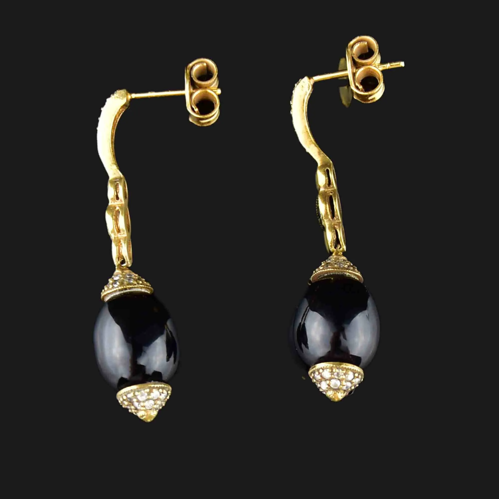 Vintage Art Deco Style Diamond Onyx Earrings