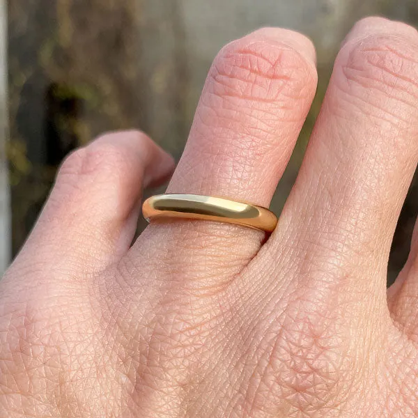 Vintage Half Round Wedding Band, Size 7 1/2