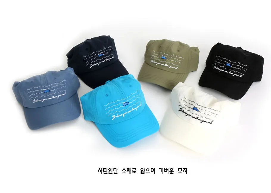 Whale Sea Embroidery Baseball Caps Hats Unisex Mens Womens Nylon Adjustable Buckle Korean Style Fashion Accessories Lightweight Thin