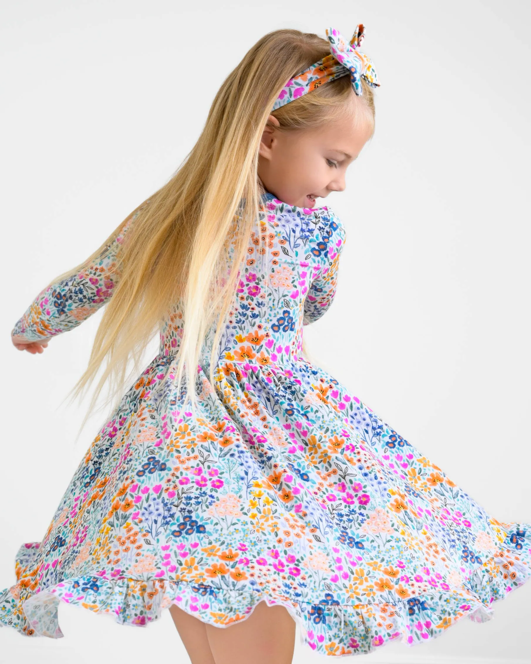 Whispering Wildflowers Long Sleeve Twirl Dress